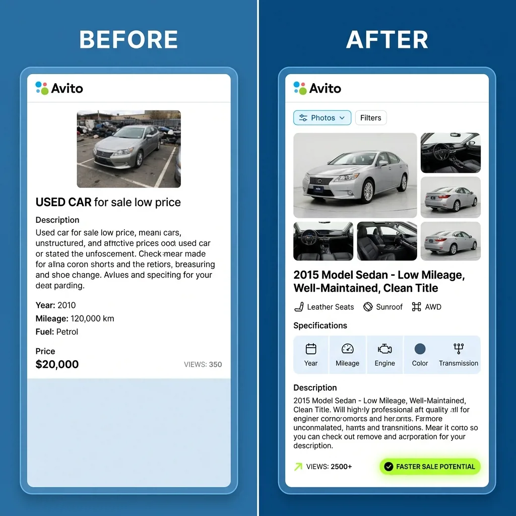 Оптимизированная карточка товара на Авито